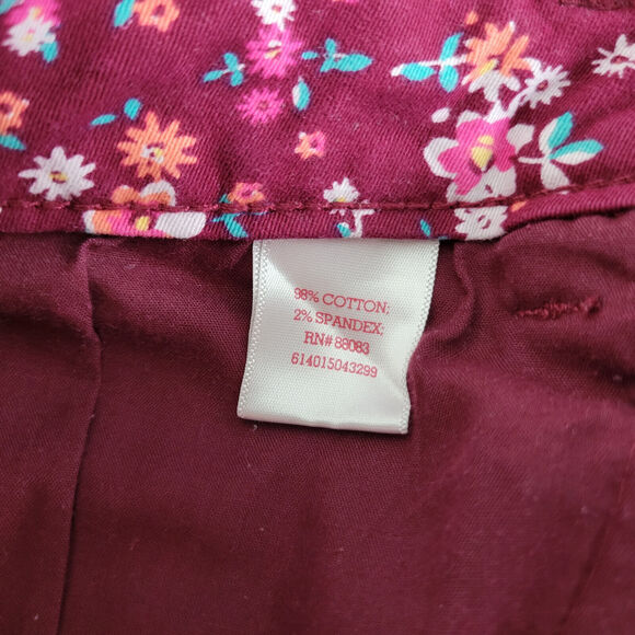 SO Shorts Juniors 7 Multicolor Mid Rise Womens Colorful Floral Pockets Maroon - Picture 9 of 14